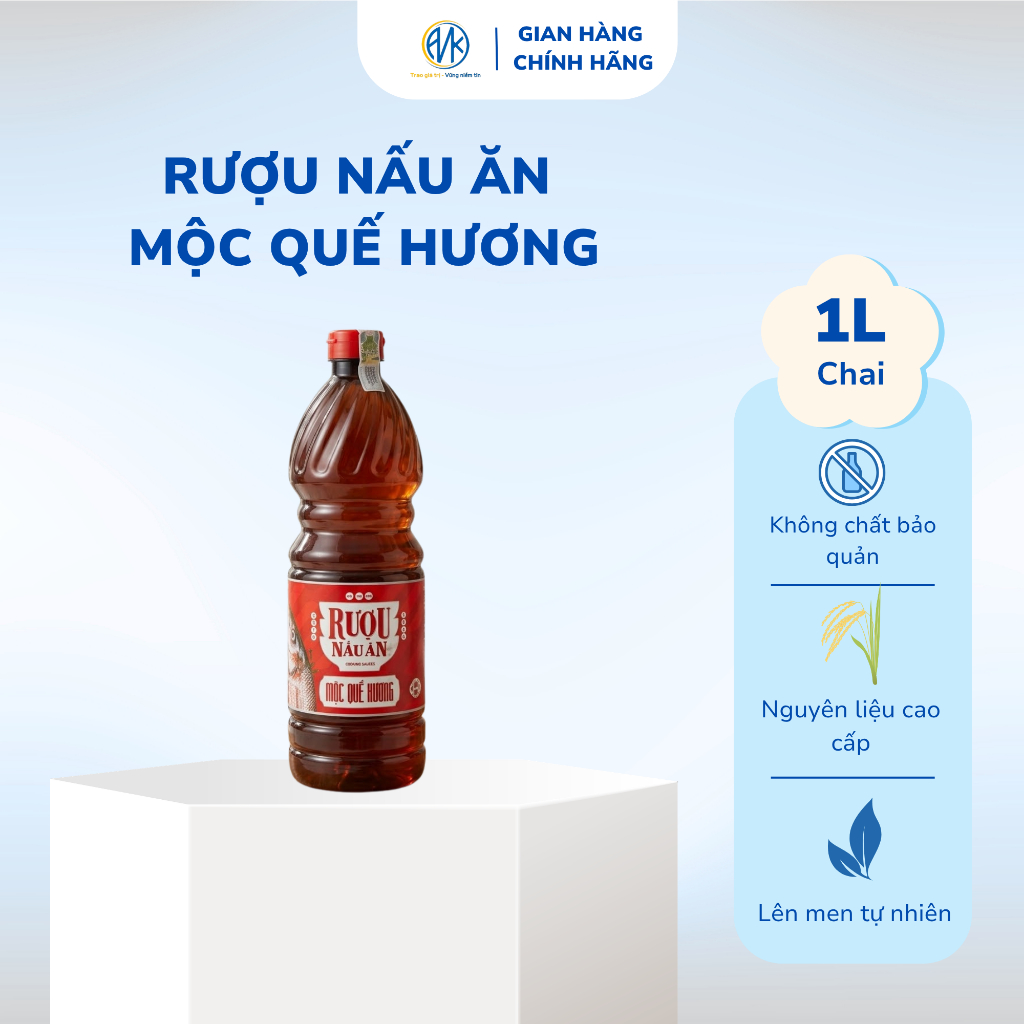 [MỚI] Rượu Nấu Ăn Mộc Quế Hương 9Chum Chai Nhựa 1L, ướp thịt cá, khử mùi tanh, tăng hương vị món ăn