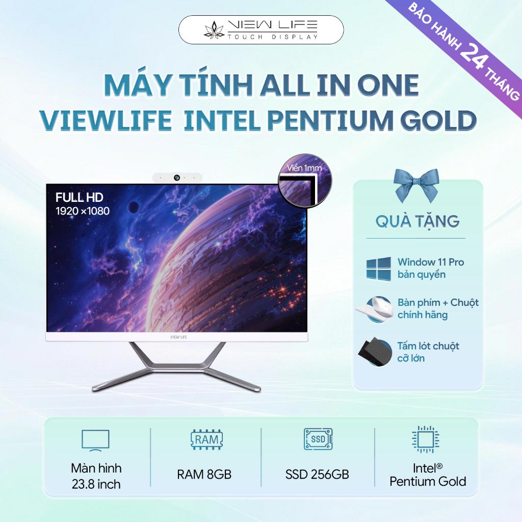Máy tính All In One PC ViewLife Intel Pentium Gold G5400. 8GB 256GB 23.8inch Windows 11 Pro Giá rẻ