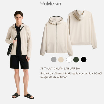 Áo Khoác Parka Nam Anti-UV™Xỏ Ngón Bảo Vệ Bàn Tay Chống Nắng UPF 50+ Non Branded 048 F2 24912 |YaMe|