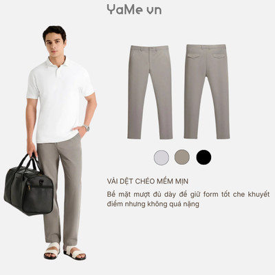 Quần Kaki Nam DurableTex™ Vải Dày Dặn Sờ Êm Tay Non Branded 055 Dáng Ôm Vừa F2 24596 |YaMe|