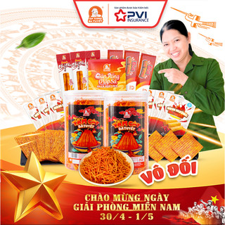 Combo VÔ ĐỐI gồm: 2 hũ snack tăm cay đỏ đen + 6 nem + 3 cột điện + 3 bìa cát tông + 1 gân rồng  - ĂN CÙNG BÀ TUYẾT