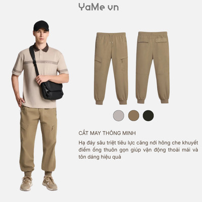 Quần Bo Ống Vải Dù Nhẹ Nhàng EasyCare™ Nhanh Khô Ít Nhăn The No Style 097 Dáng Rộng Rãi F4 23640 |YaMe|
