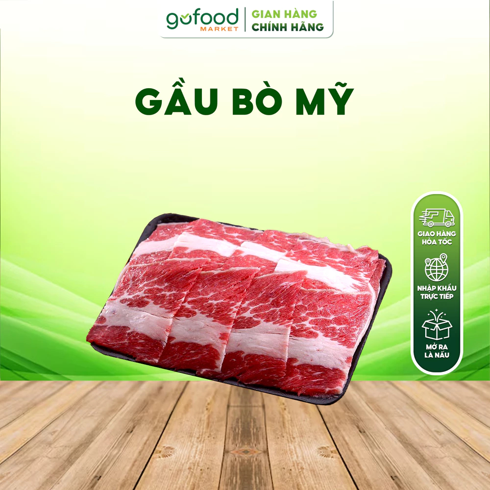 [Laifarm] GOFOOD - Gầu Bò Mỹ Black Angus Cao Cấp Khay 500gr Nhúng Lẩu, Nấu Phở, Nướng,... - Gofood M