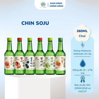 Chin Soju 9Chum Đủ Hương Vị Các Loại Hoa Quả Chính Hãng, Chai Thủy Tinh 360ml