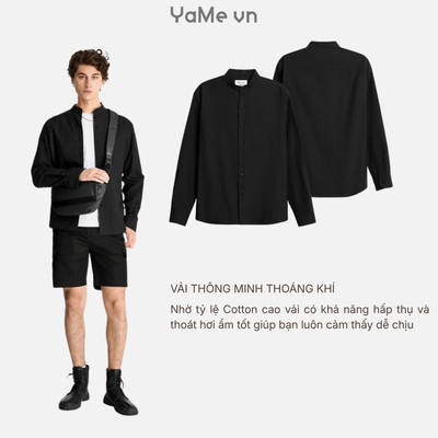 Áo Sơ Mi Nam Khoác Giấu Bụng EasyCare™ Cổ Trụ Trẻ Trung Ít Nhăn The No Style 222 Dáng Rộng Rãi F4 24717 |YaMe|