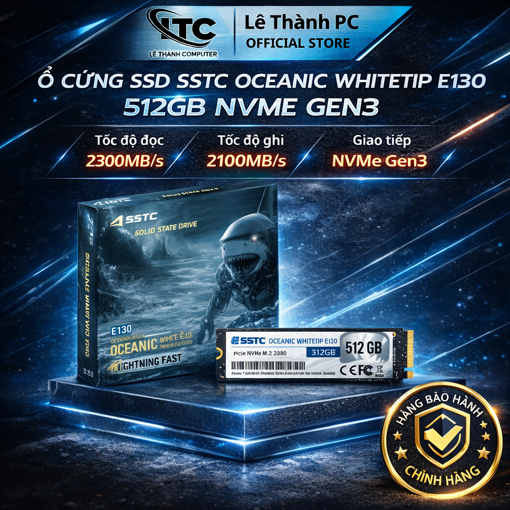Ổ cứng SSD SSTC Oceanic Whitetip E130 512GB NVMe Gen3 ( Bảo hành 36 tháng  )