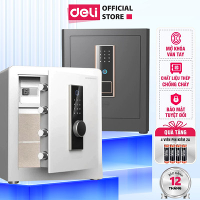 Két Sắt Chính Hãng Deli ET634 Két Sắt Vân Tay Thông Minh 2 Màu Trắng Đen Két Sắt Chống Cháy An Toàn