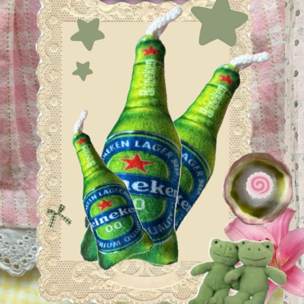 Móc Khóa Hình Chai Bia Heineken, Sting Nhồi Bông Đáng Yêu - Phụ Kiện Treo Balo, Túi Xách, Chìa Khóa 