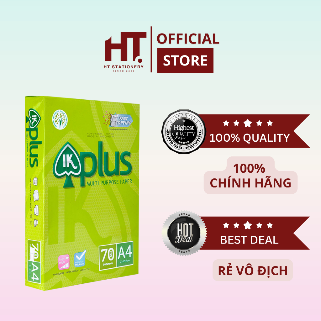 [HT STATION x IK PLUS] Giấy in A4 500 tờ IK Plus chất lượng cao