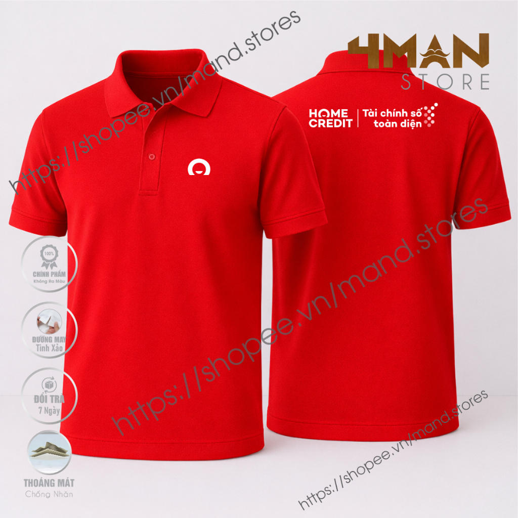 Áo thun Polo HOME CREDIT Mẫu Mới " Tài chính số toàn diện" Vải cá sấu CVC Cao Cấp Dày Mịn, 4Man Stor