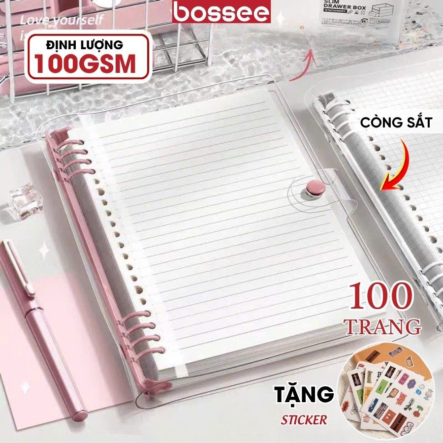 Sổ Còng Bìa Mềm Pastel A5 B5 100 Trang Giấy Dày Loại 100Gsm Tập Vở Học Sinh Basic Binder Journal Bos