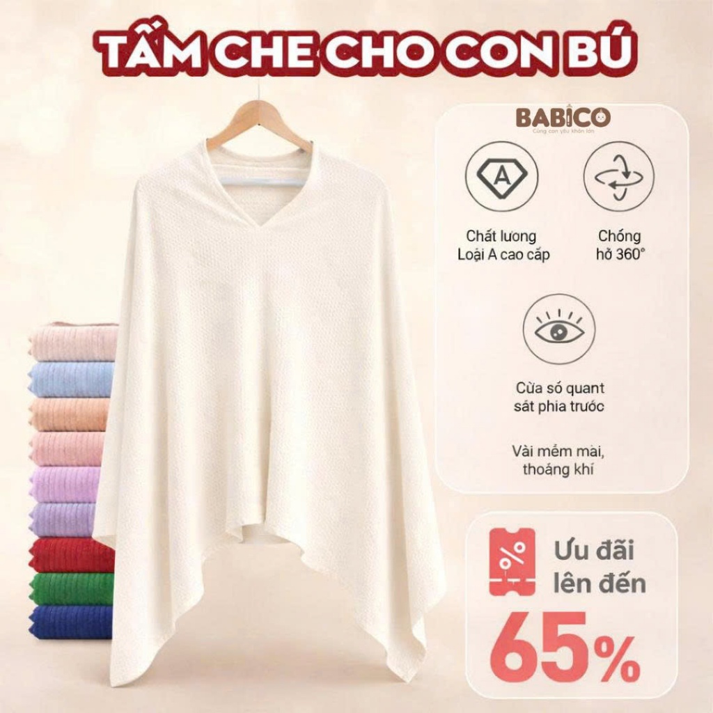 BABICO Khăn Choàng Che Cho Con Bú Vải Cotton Thông Hơi Mềm Và Thoáng Bảo Vệ Quyền Riêng Tư, Chống Nắng Gió,... Cho Bé
