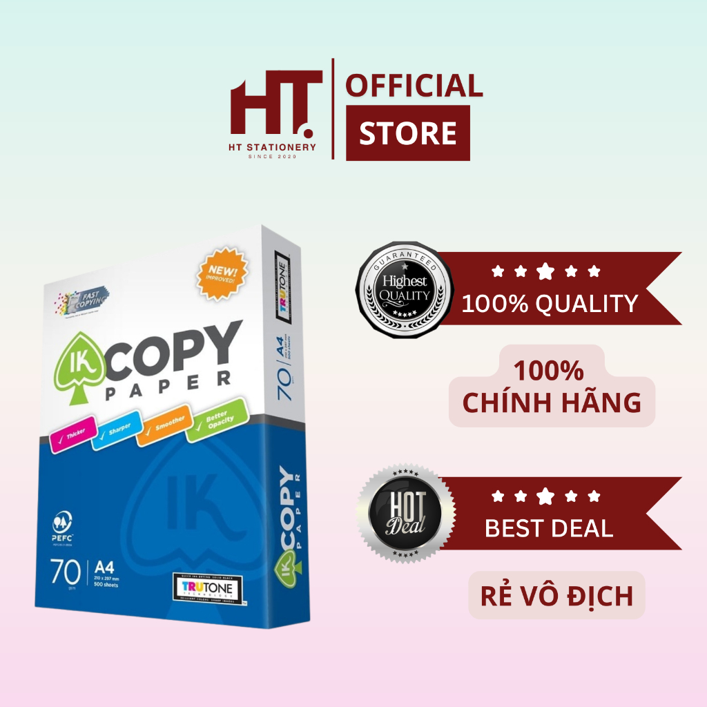 [HT STATION x IK COPY] Giấy in A4 500 tờ IK Copy chất lượng cao