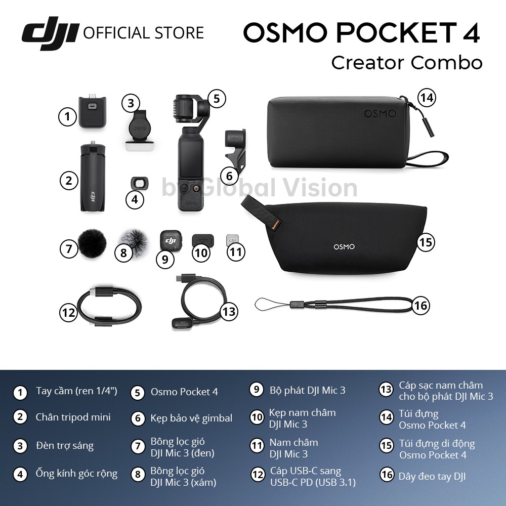 DJI Osmo Pocket 4 gimbal tích hợp camera chất lượng cao, bộ nhớ trong 107GB - Hàng chính hãng (DJI OP4) | BigBuy360 - bigbuy360.vn