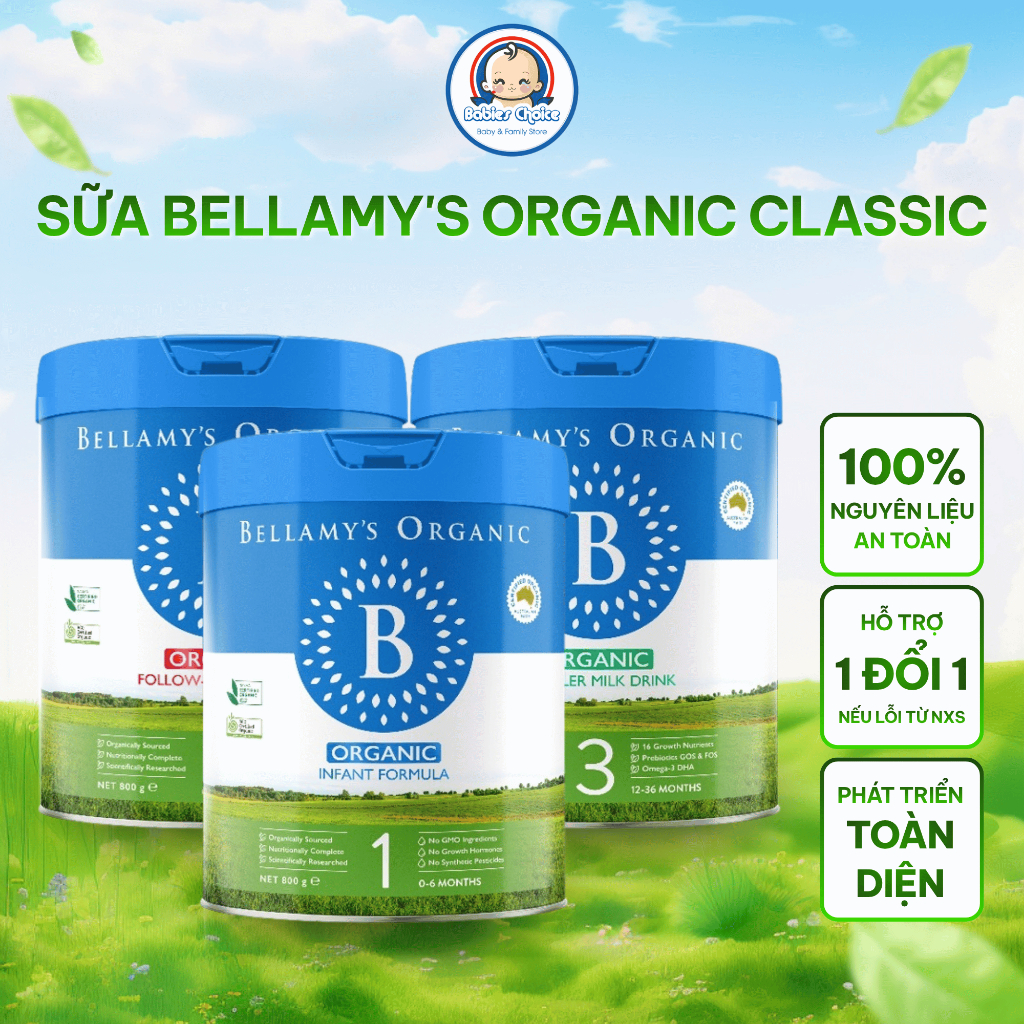 Sữa Bellamy's Organic Classic 8HMO Hỗ Trợ Tiêu Hóa, Tăng Cường Miễn Dịch 800g