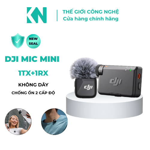 [KN]DJI Mic Mini 1TX-1RX Quay Vlog Thu Âm Không Dây Cài Áo Nhỏ Gọn Khử Ồn 2 Cấp Độ,Camera Hành Động