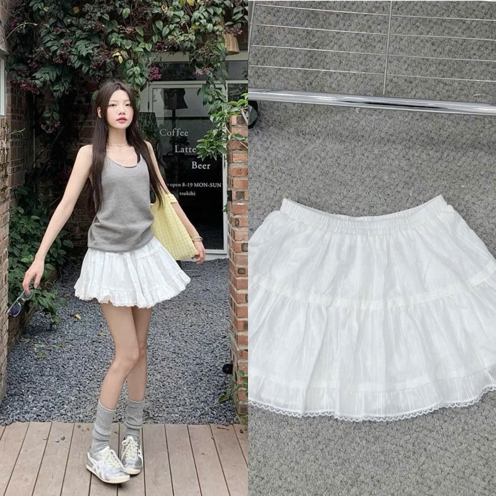 Lila Skirt (TSW) Chân váy xoè phối ren dáng ngắn Nữ the.sweaterweather