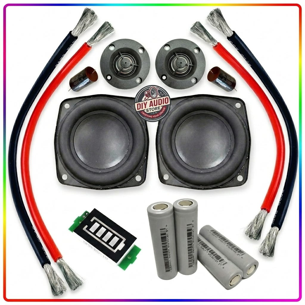 Combo Làm Loa Bluetooth 100W 2.0, Mid Bass LG 3 inch 30W + Treble Titan 20W + Mạch Báo Pin + 04 Pin 