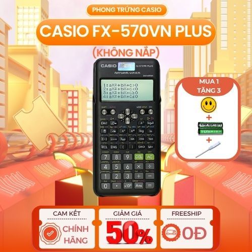 [MUA 1 TẶNG 3] Máy Tính Casio fx-570VN Plus Cũ (Không Nắp) Đen Dành Cho Học Sinh, Sinh Viên