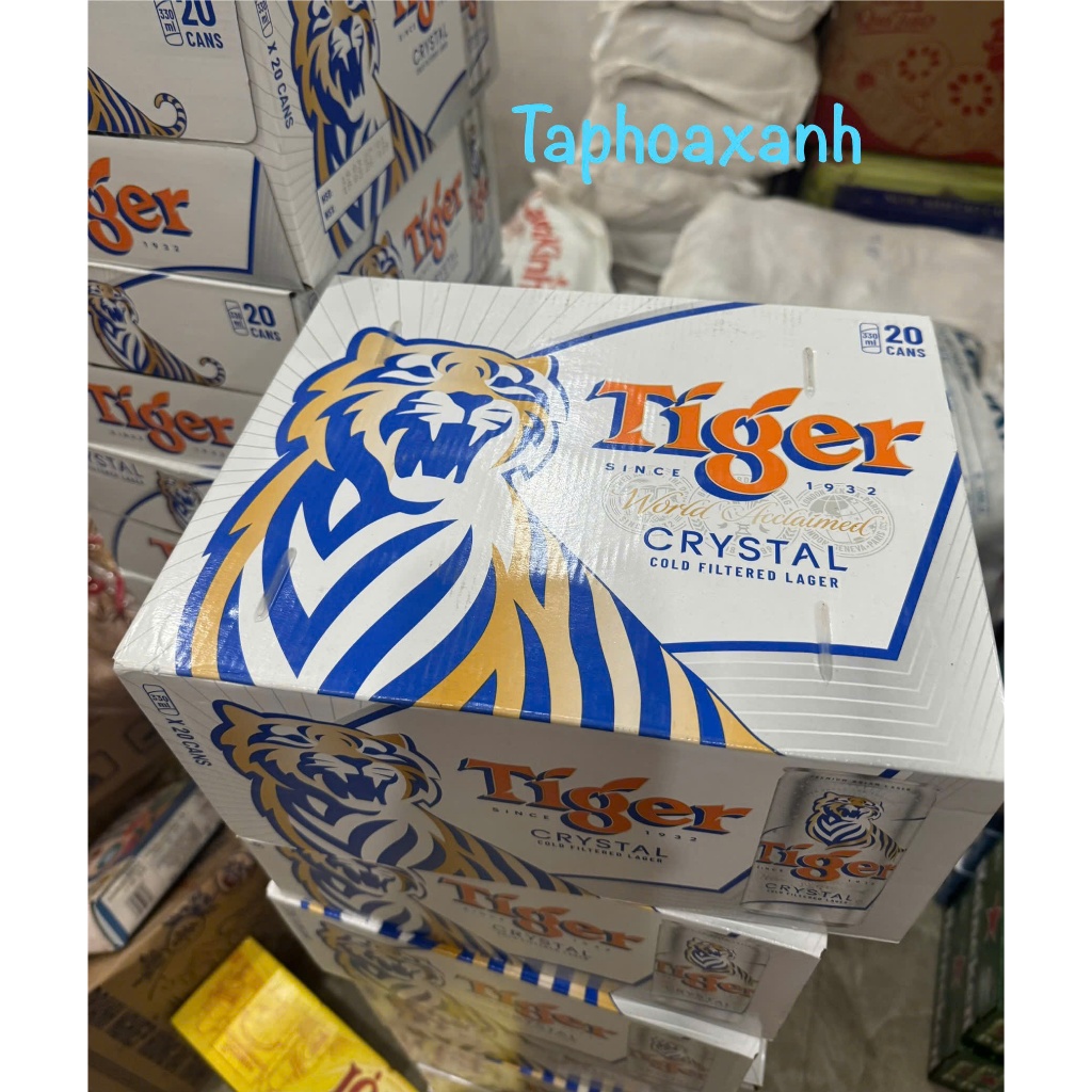 Thùng 20 lon bia TIGER BẠC CRYSTAL 330ml/lon