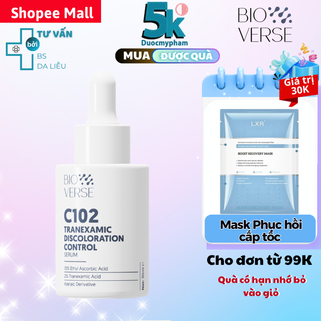 Bioverse Tinh Chất C102 Mờ Thâm Đỏ & Chống Oxy Hóa C102 Tranexamic Discoloration Control Serum 5ml-3