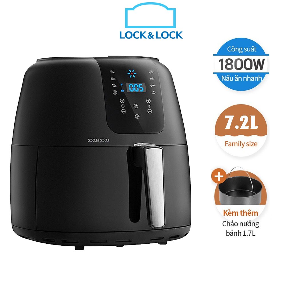 Nồi chiên không dầu Lock&Lock 7.2L chiên được nguyên con gà – EJF296BLK - Hàng chính hãng