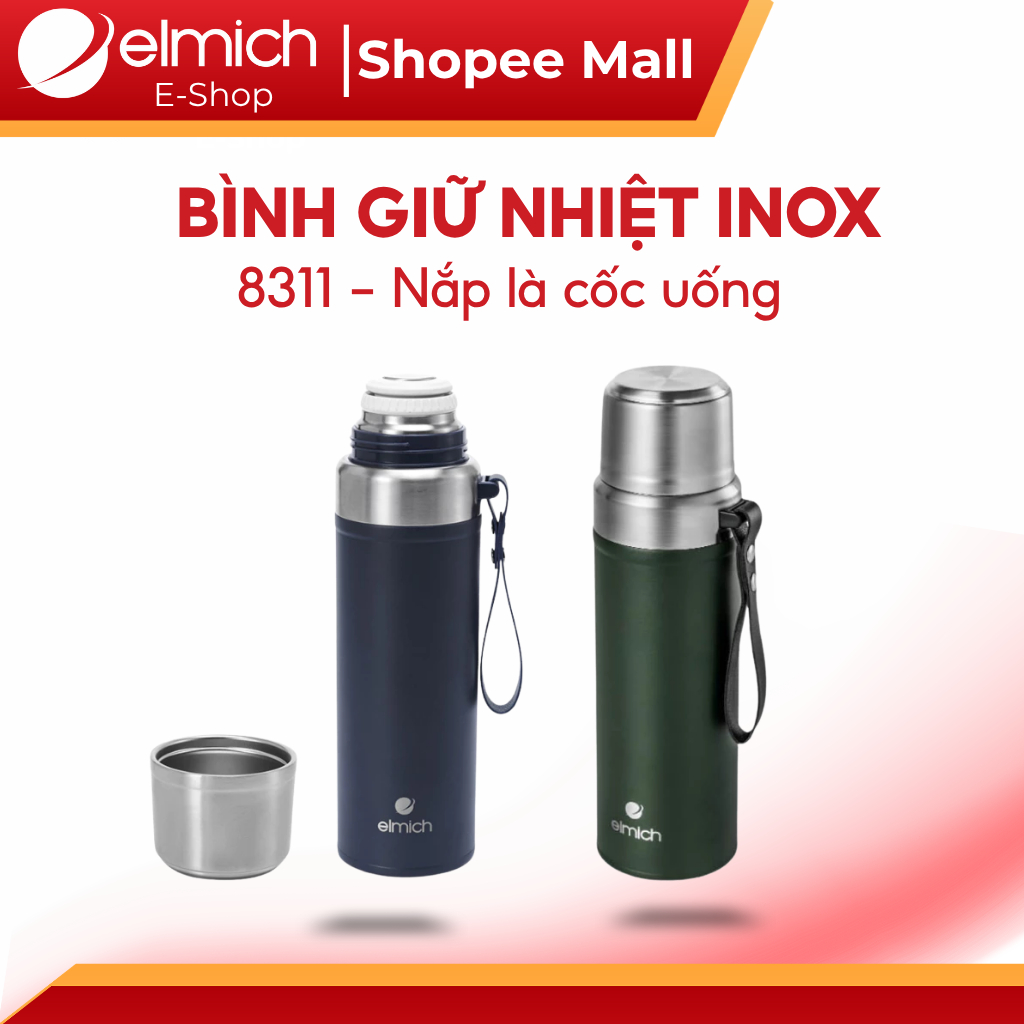 Bình Giữ Nhiệt 800ml Elmich EL-8311 | Bình Nước Giữ Nhiệt INOX 316, Có Quai Xách, Elmich Chính Hãng
