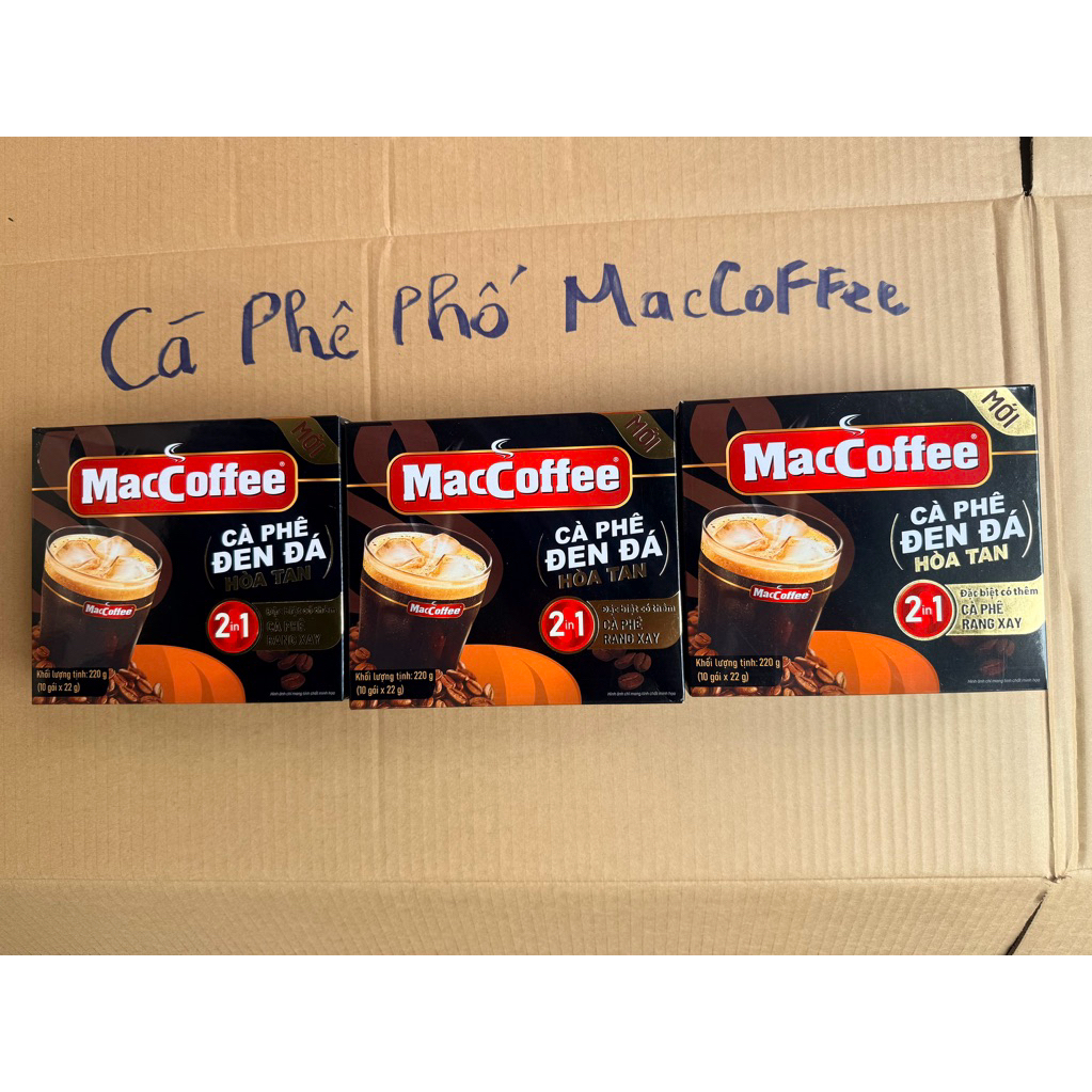 3 HỘP 30 GÓI CÀ PHÊ ĐEN ĐÁ MACCOFFE thương hiệu cf phố