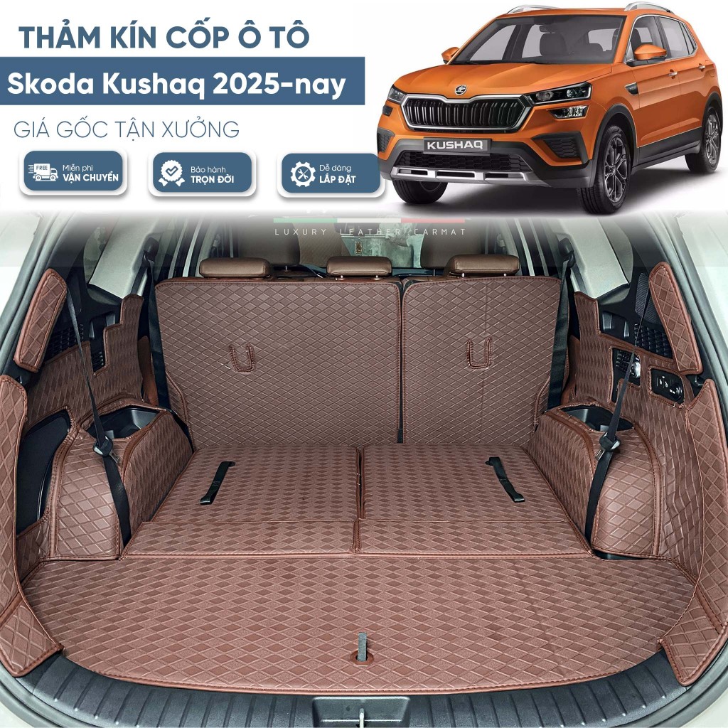 Thảm cốp 6D Skoda Kushaq 2025-nay  Da loại 1 - Hàng chính hãng - BH trọn đời