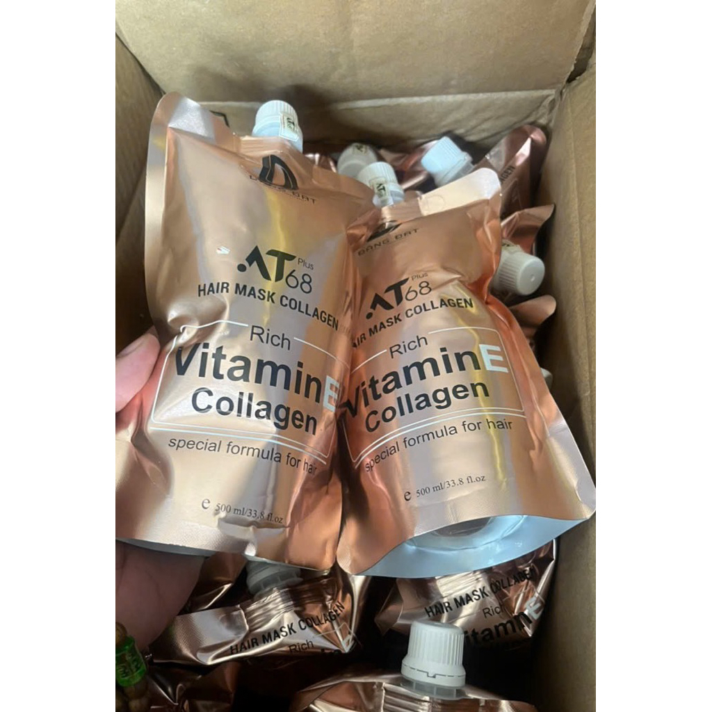 HẤP AT68 500ML - VITAMIN E & COLLAGEN siêu mềm mượt, phục hồi tóc hư tổn