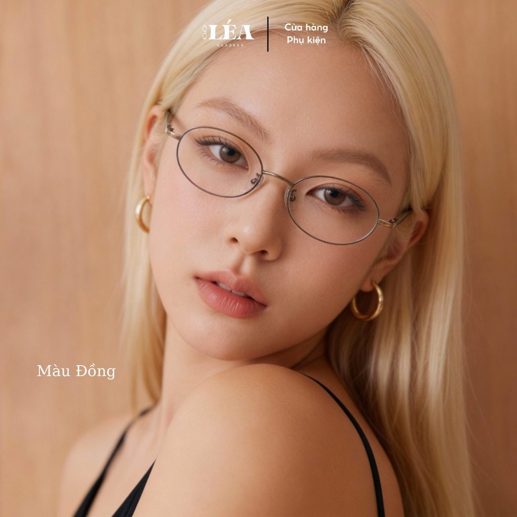 Kính mắt chuyên lắp cận THALIA - LÉAGLASSES Oval Y2K kim loại cao cấp không gỉ thanh mảnh êm ái | BigBuy360 - bigbuy360.vn