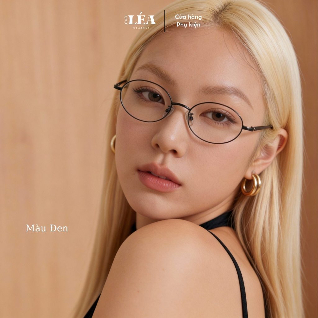 Kính mắt chuyên lắp cận THALIA - LÉAGLASSES Oval Y2K kim loại cao cấp không gỉ thanh mảnh êm ái | BigBuy360 - bigbuy360.vn