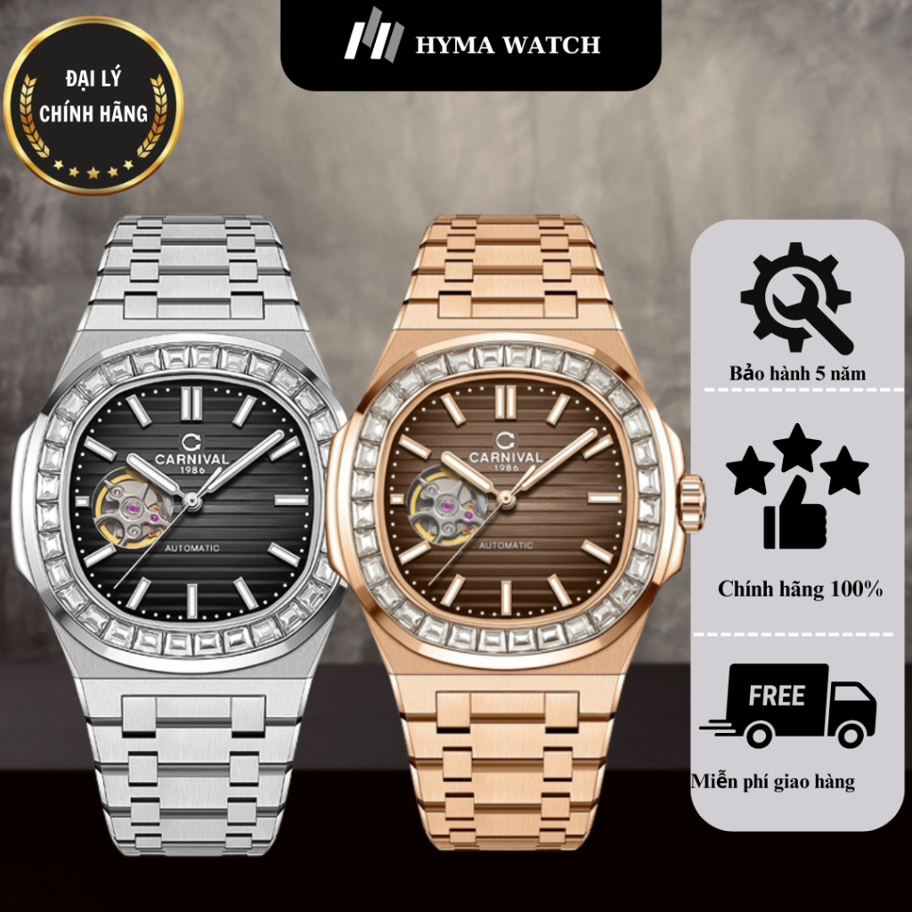Đồng hồ Nam Carnival 8128G Máy cơ kính sapphire Bảo hành 5 năm Hyma Watch