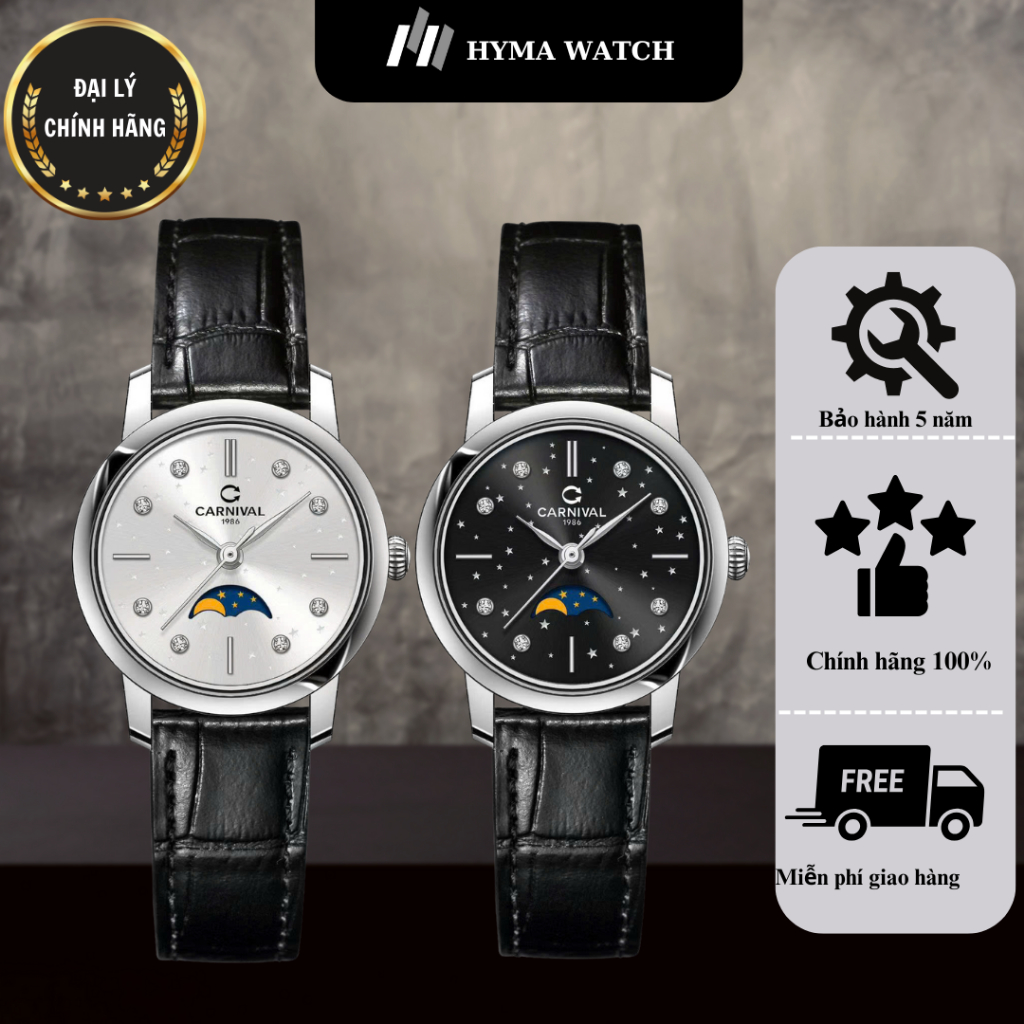 Đồng hồ nữ Carnival 8193L phiên bản trăng sao Bảo hành 5 năm Hyma Watch
