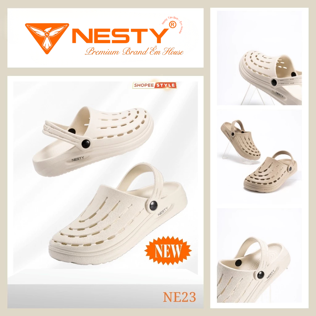 [NE23 - TẶNG 12 CHARM] Dép Sục Nam Nữ NESTY Mã NE23 Chất Liệu Eva Cáo Cấp Siêu Nhẹ Đế Mềm 4cm - Tặng