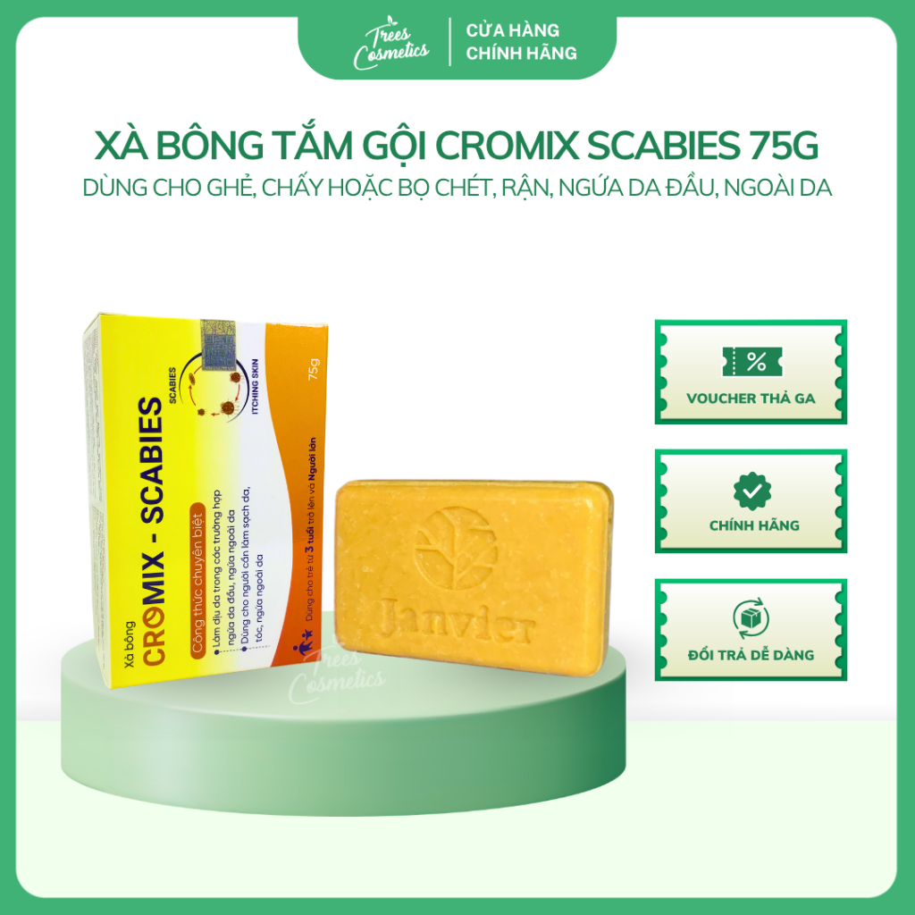 Xà bông tắm gội Cromix Lice Dùng cho ghẻ, chấy, bọ chét, rận, ngứa da đầu, ngoài da 75g