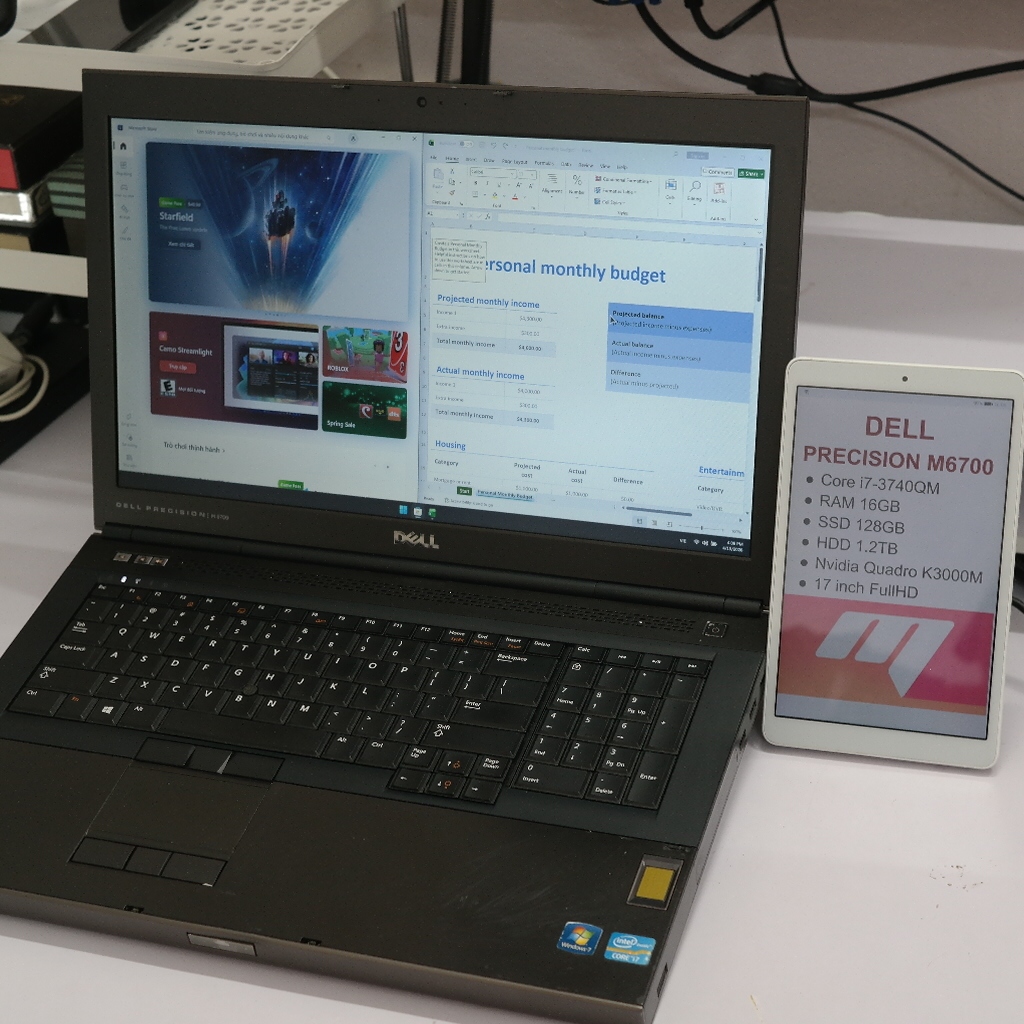 Máy trạm cũ 95% Dell Precision M6700, Ultrasharp17.3inch, Core i7-3770QM. Quadro K3000M, RAM 16GB, S