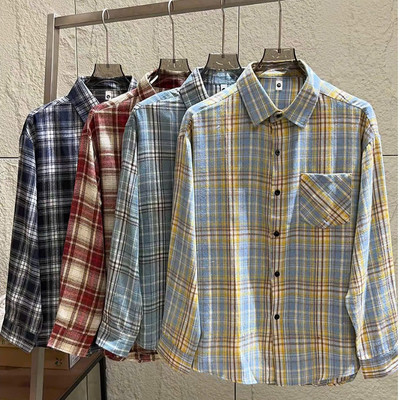 Áo khoác sơ mi tay dài nam nữ kẻ caro mix túi ngực form regular menswear phong cách thời trang trẻ trung Bảo Đăng.