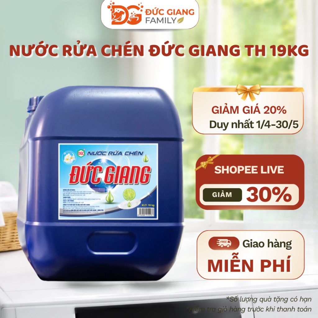 Nước Rửa Chén Đức Giang/WILL 19kg/20kg Công Nghiệp – Tẩy Dầu Mỡ Sạch, Ít Bọt, Không Mùi/Hương Chanh,