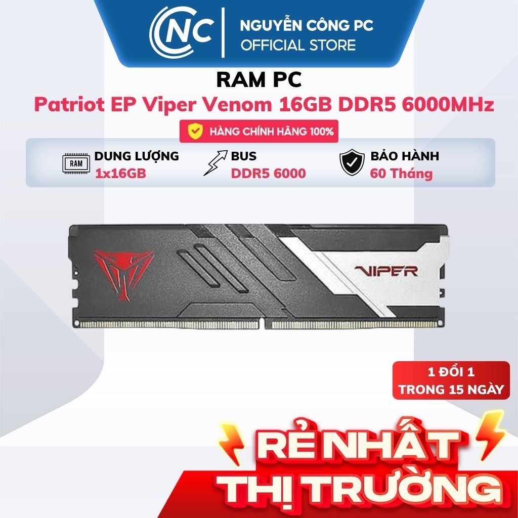 RAM Patriot EP Viper Venom 16GB DDR5 6000MHz - BH 60 tháng