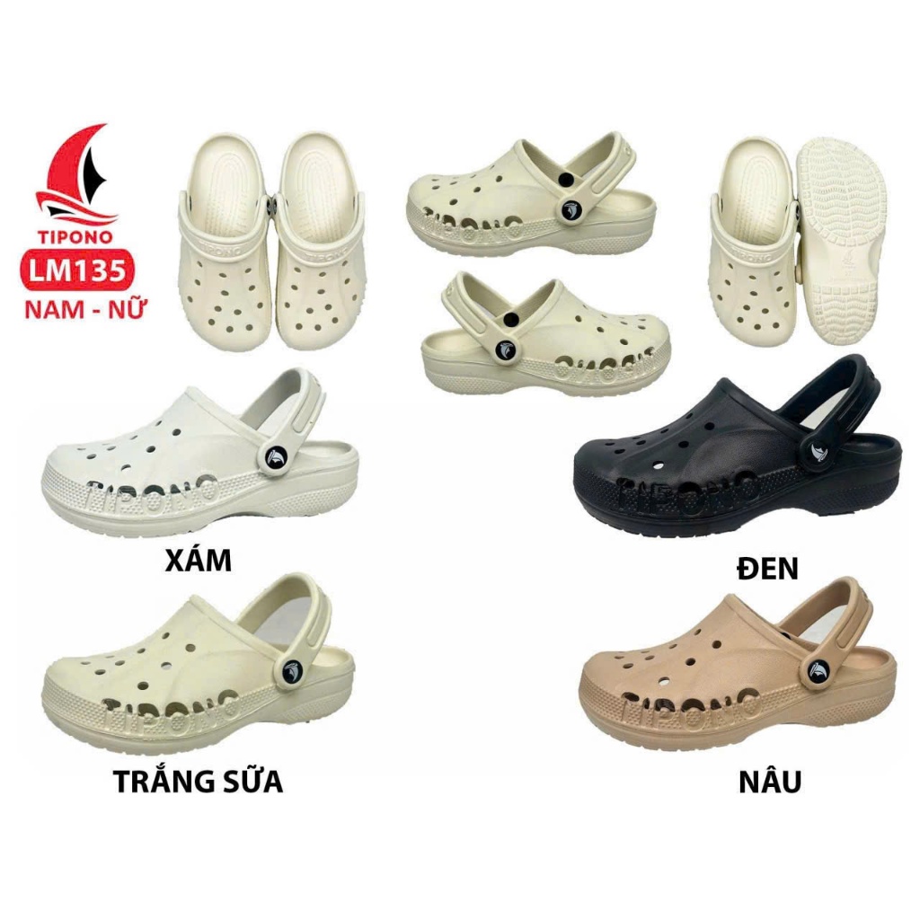 Dép Sục Nam TiPoNo Siêu Nhẹ – Chống Nước, Thoáng Khí, Êm Chân Size 40–43