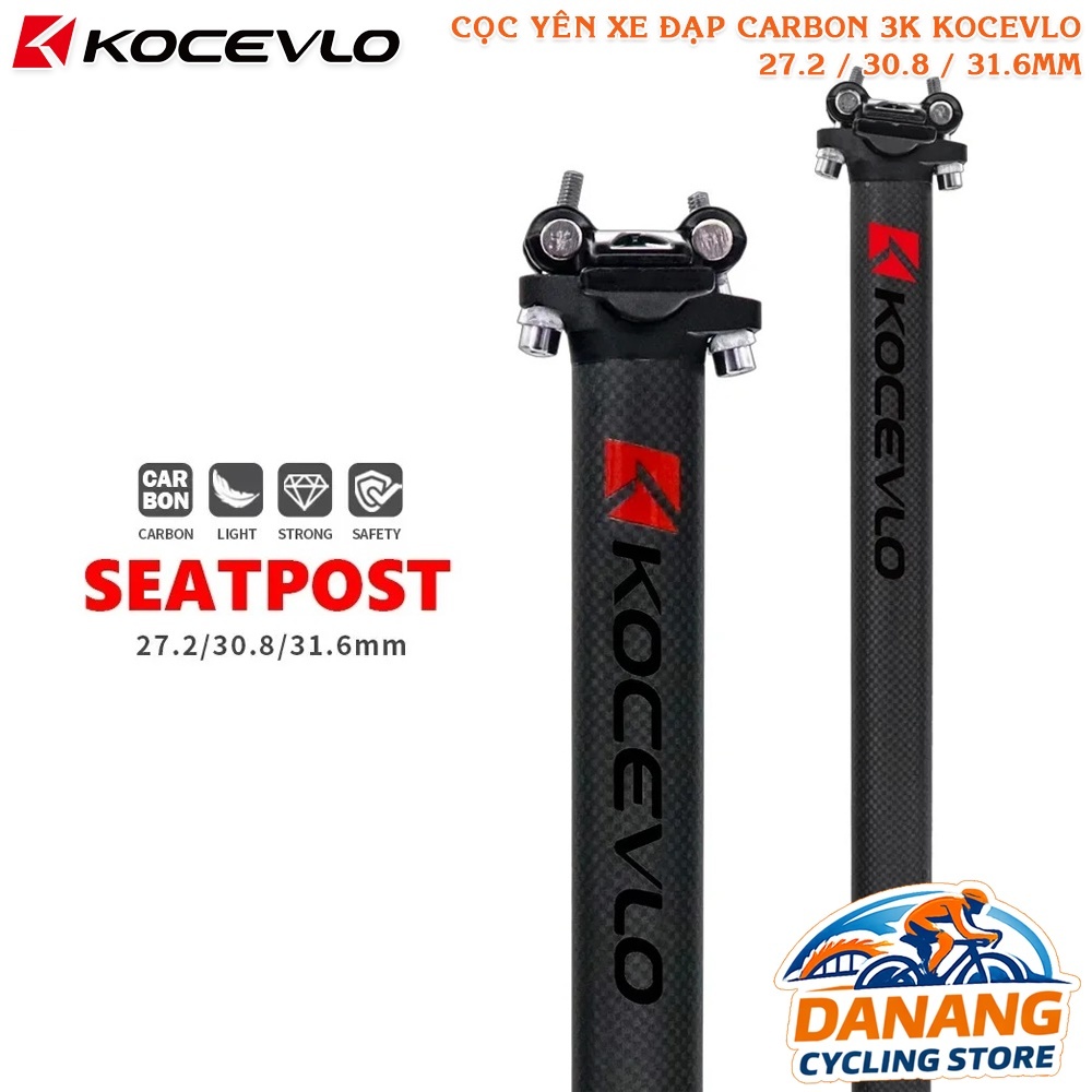 Cọc Yên Xe Đạp Carbon KOCEVLO 27.2/30.8/31.6mm – Nhẹ Bền, Giảm Chấn