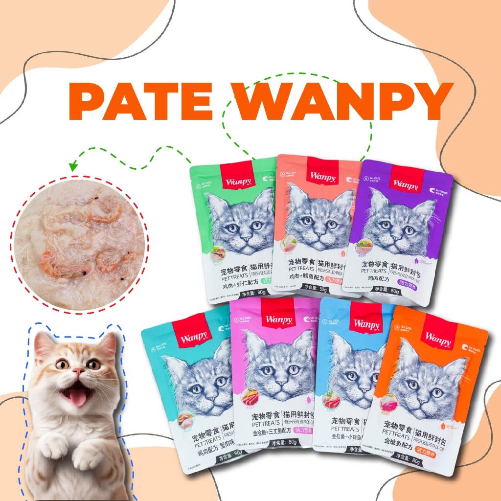 Pate Wanpy 80g cho mèo - Thức ăn dinh dưỡng cao nhiều hương vị