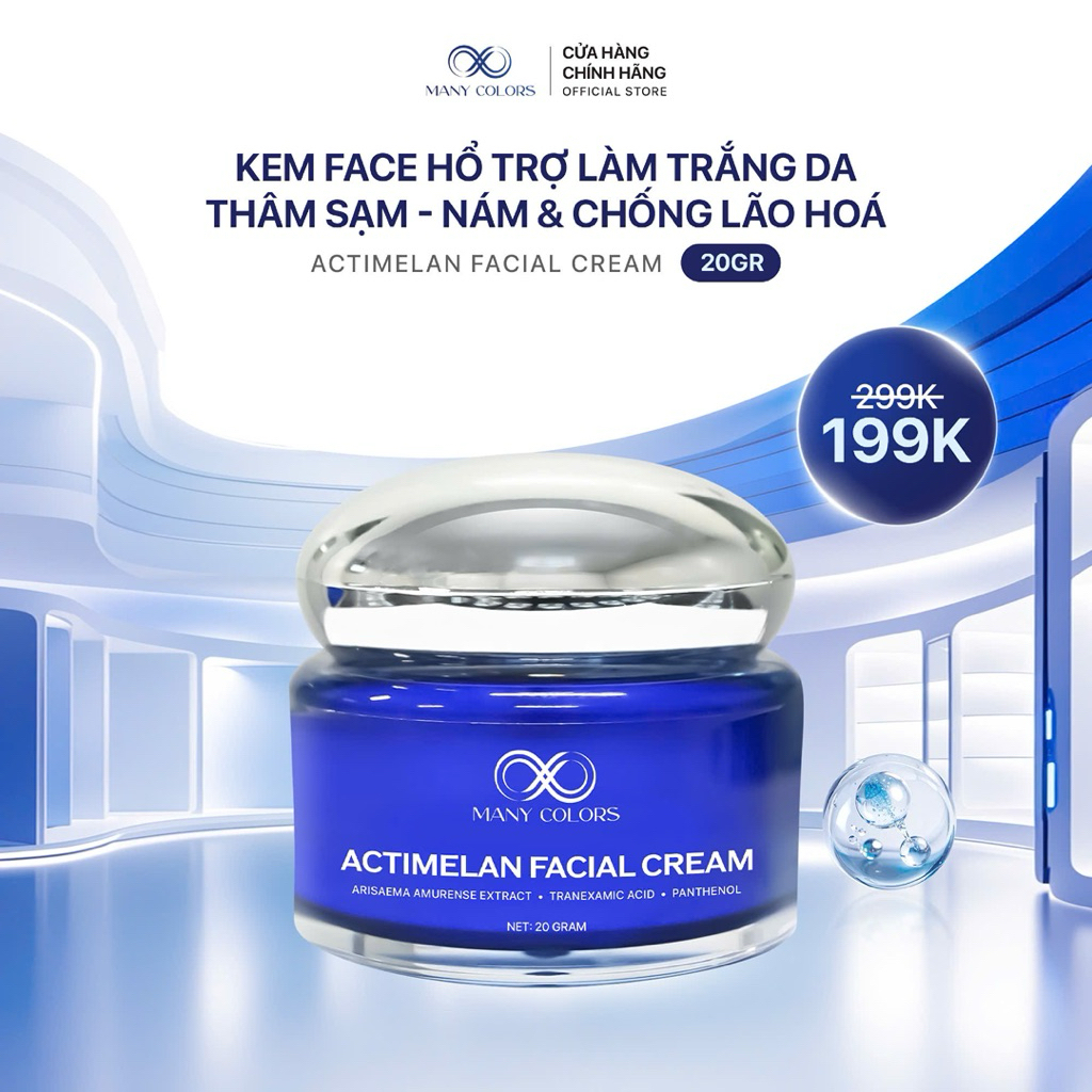 KEM FACE DƯỠNG TRĂNG ACTIMELAN 20G - HỖ TRỢ DƯỠNG TRẮNG MỜ THÂM NÁM TÀN NHANG - MANY COLORS