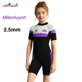 Đồ bơi giữ nhiệt trẻ em hiệu Dive & Sail 2.5mm M156698K màu trắng tím phối đen cá tính