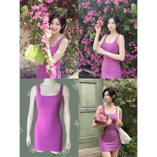 Đầm ôm thun gân Jennie tím lịm