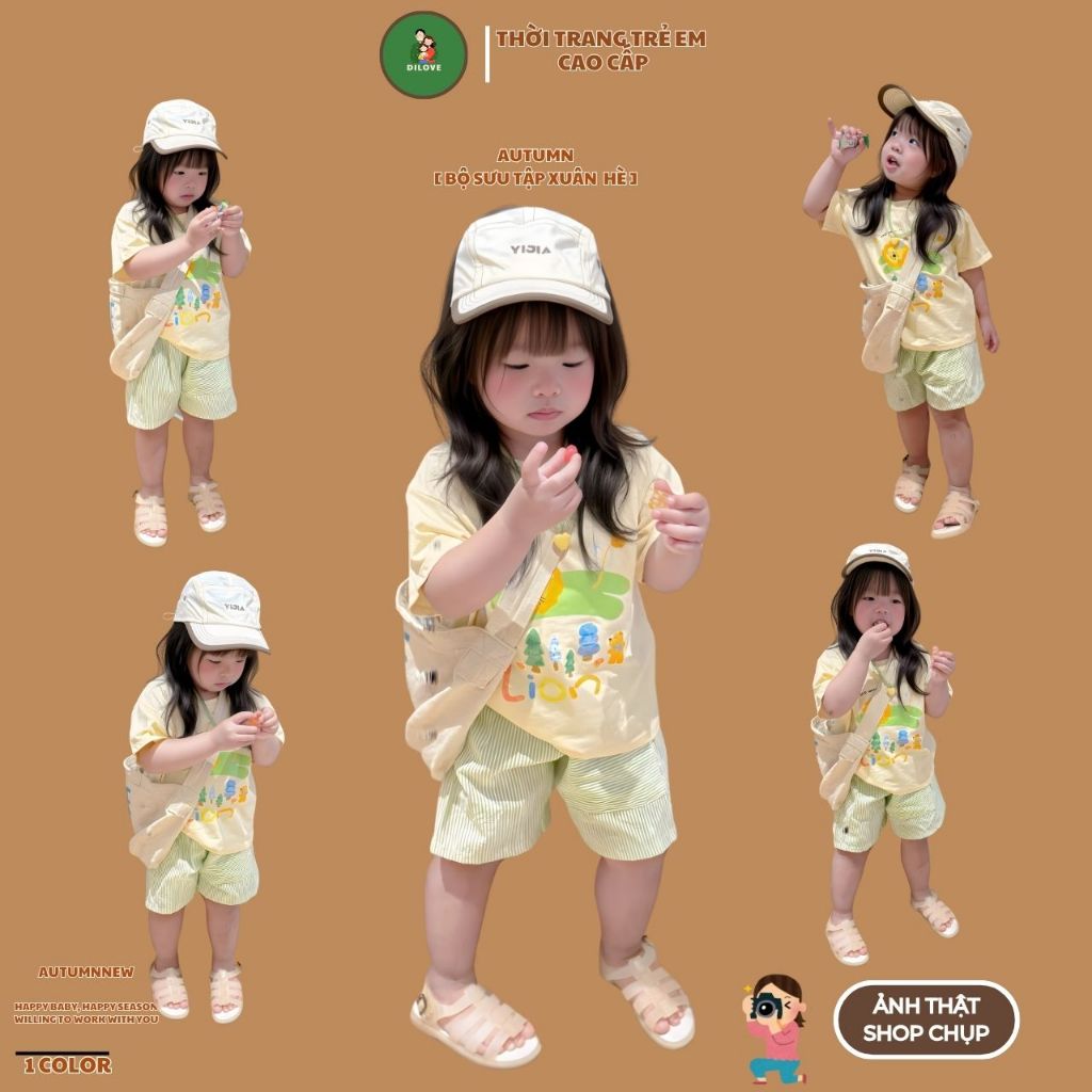 Bộ Đồ Bé Gái DILOVE Phong Cách Hàn Quốc Chất Liệu Cotton Co Giãn Thoáng Mát Quần Áo Cho Bé - Mã H8 -