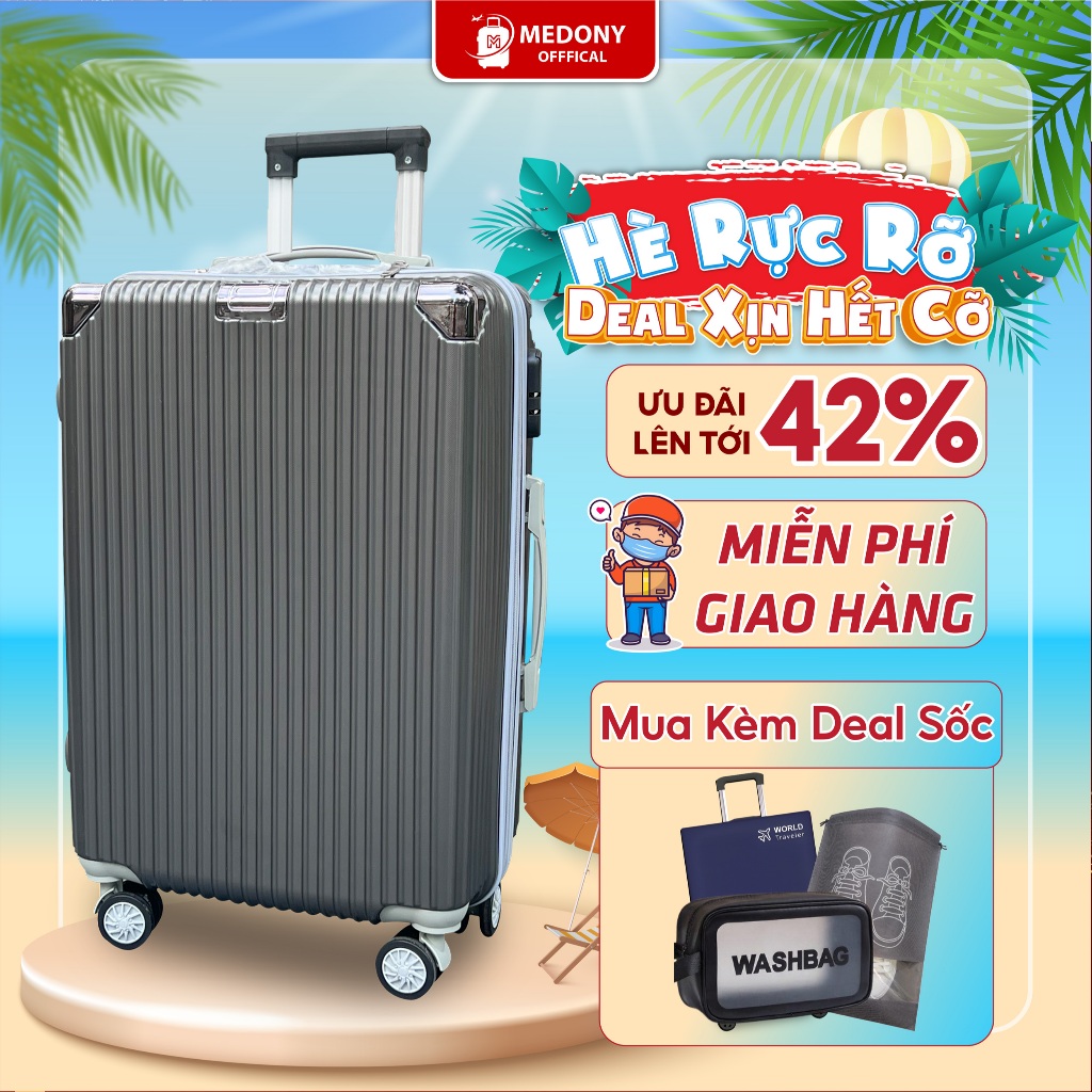 Vali Du Lịch Medony TK07 Thời Trang Size 20/24/28 Chất Liệu Nhựa ABS/PC Cao Cấp Bảo Hành 5 Năm