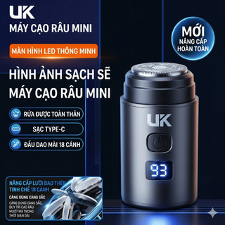 Máy cạo râu mini UK thiết kế động cơ tốc độ cao, cạo khô và nước, pin sử dụng đến 2 tháng