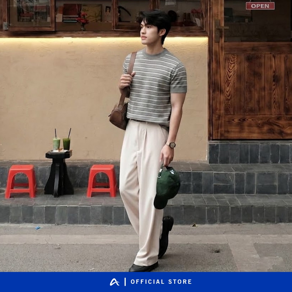 [Amee Studio] Áo Thun Len Dệt Kim Phối Kẻ Chất Liệu Len Lông Thỏ Cao Cấp / Pisces 0,6g | BigBuy360 - bigbuy360.vn
